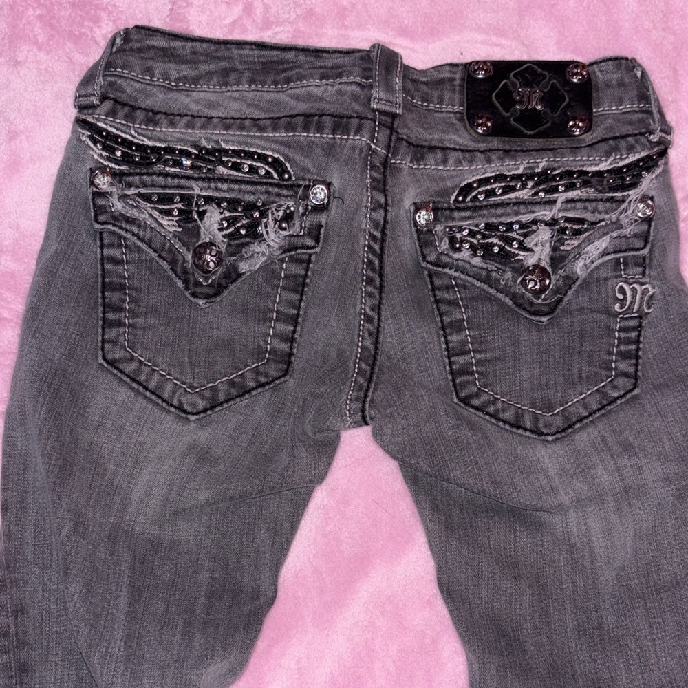 Miss Me Gray Embellished Skinny Jeans